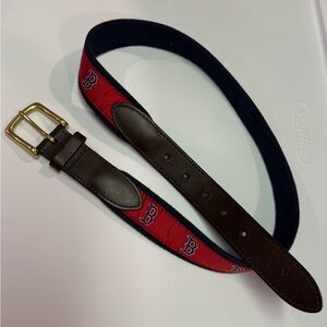Vineyard Vines Boston Red Sox Canvas Leather Belt Size 32